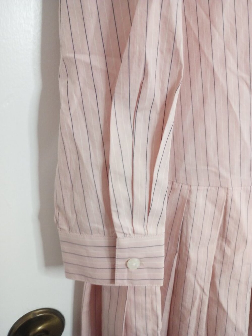 Loft Pink Striped Cotton Poplin Preppy Shirt Dress - Picture 6 of 11